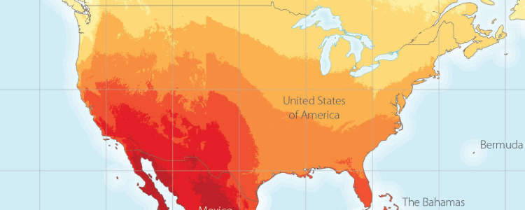A solar irradiation map from NREL